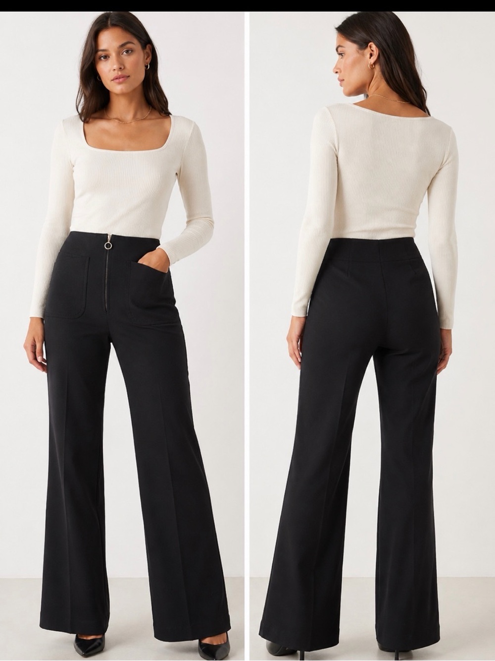 Sandro Paris Wide Leg High Rise Quiet Luxury Office Career Pants US 4 Old money